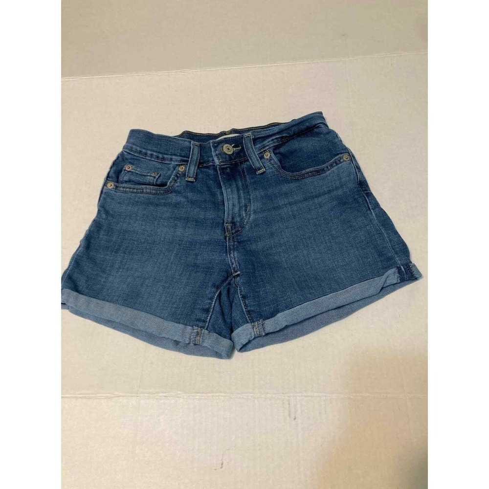 Levi's Denim Womens Mid Length Shorts Blue Cuffed Hem Casual Summer Classic‎